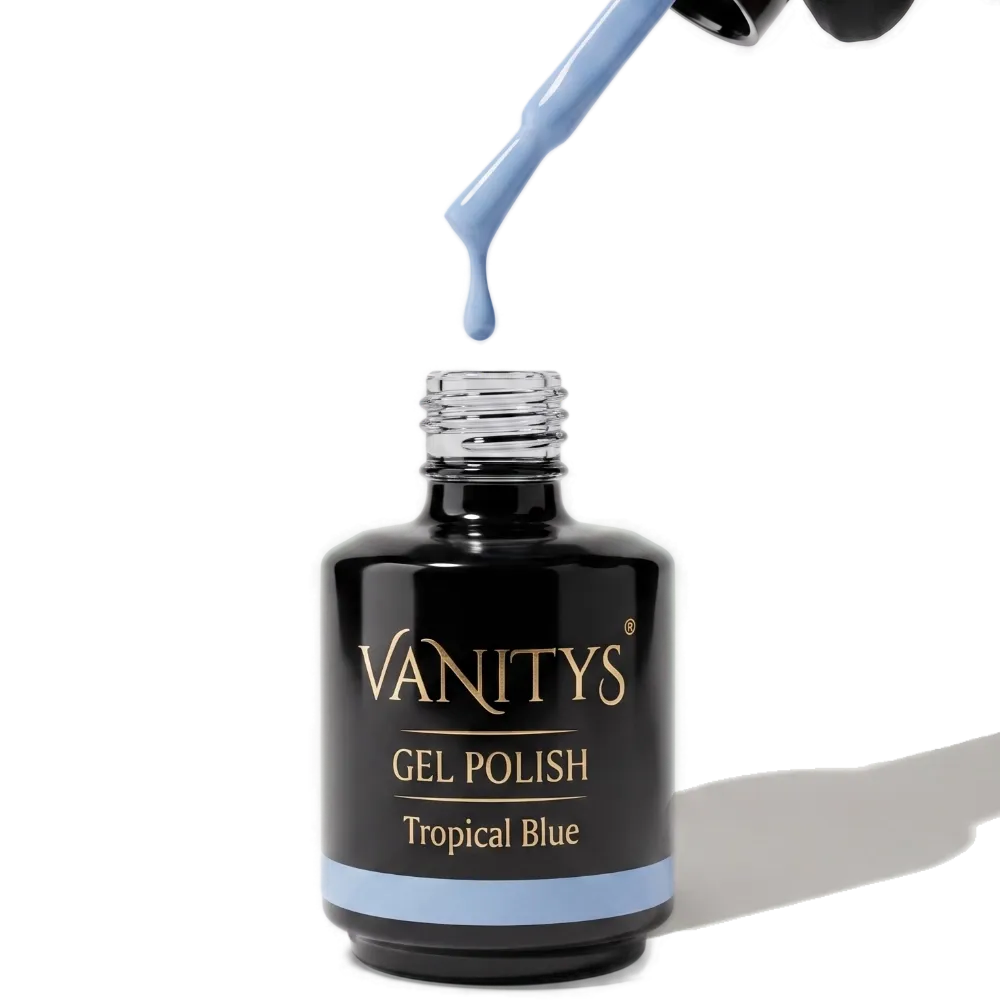 Gel Polish - Tropical Blue - Flesje open.webp